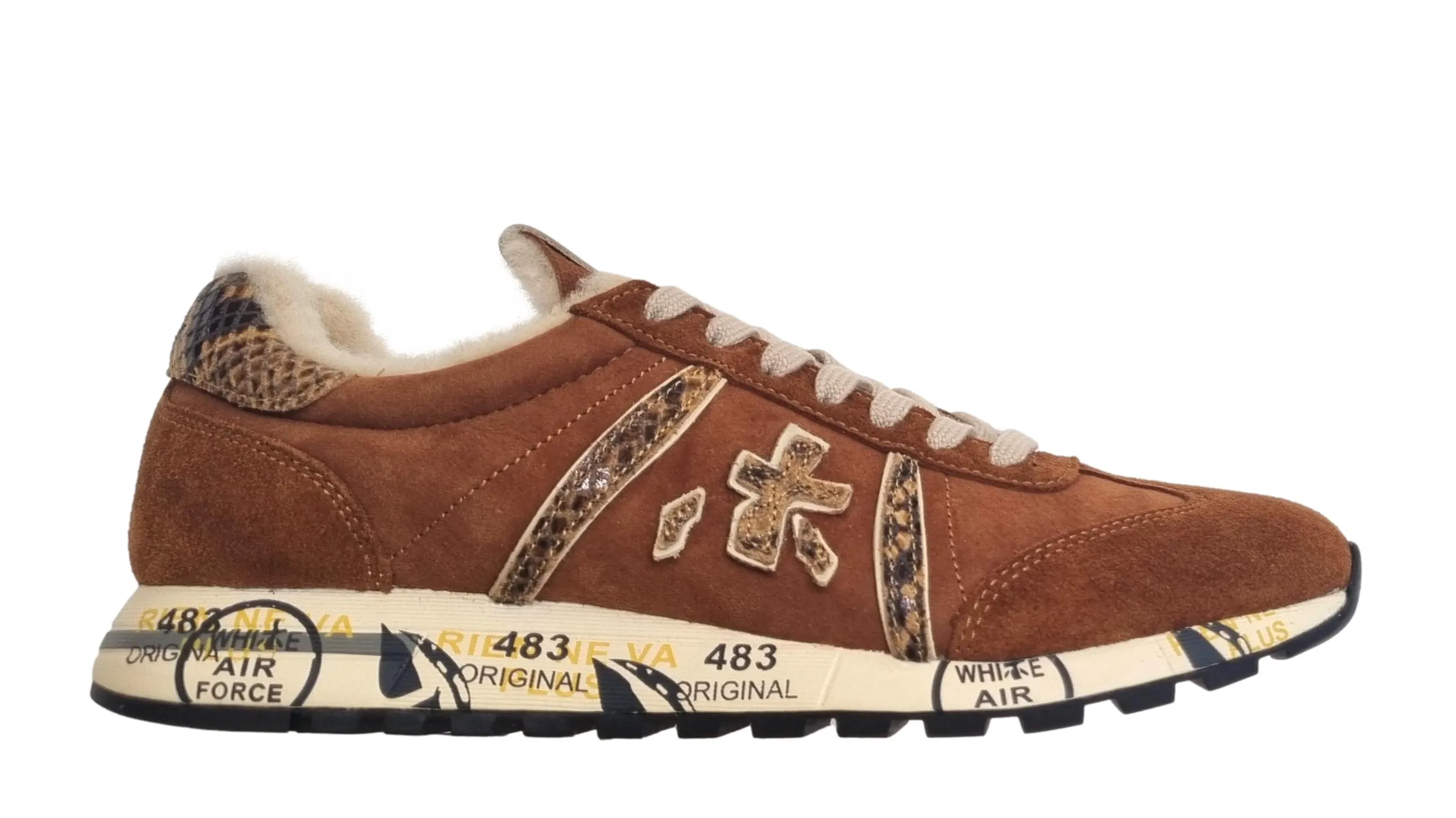 Zapatos deportivos PREMIATA de mujer en piel y nailon LUCYD_6011 coñac