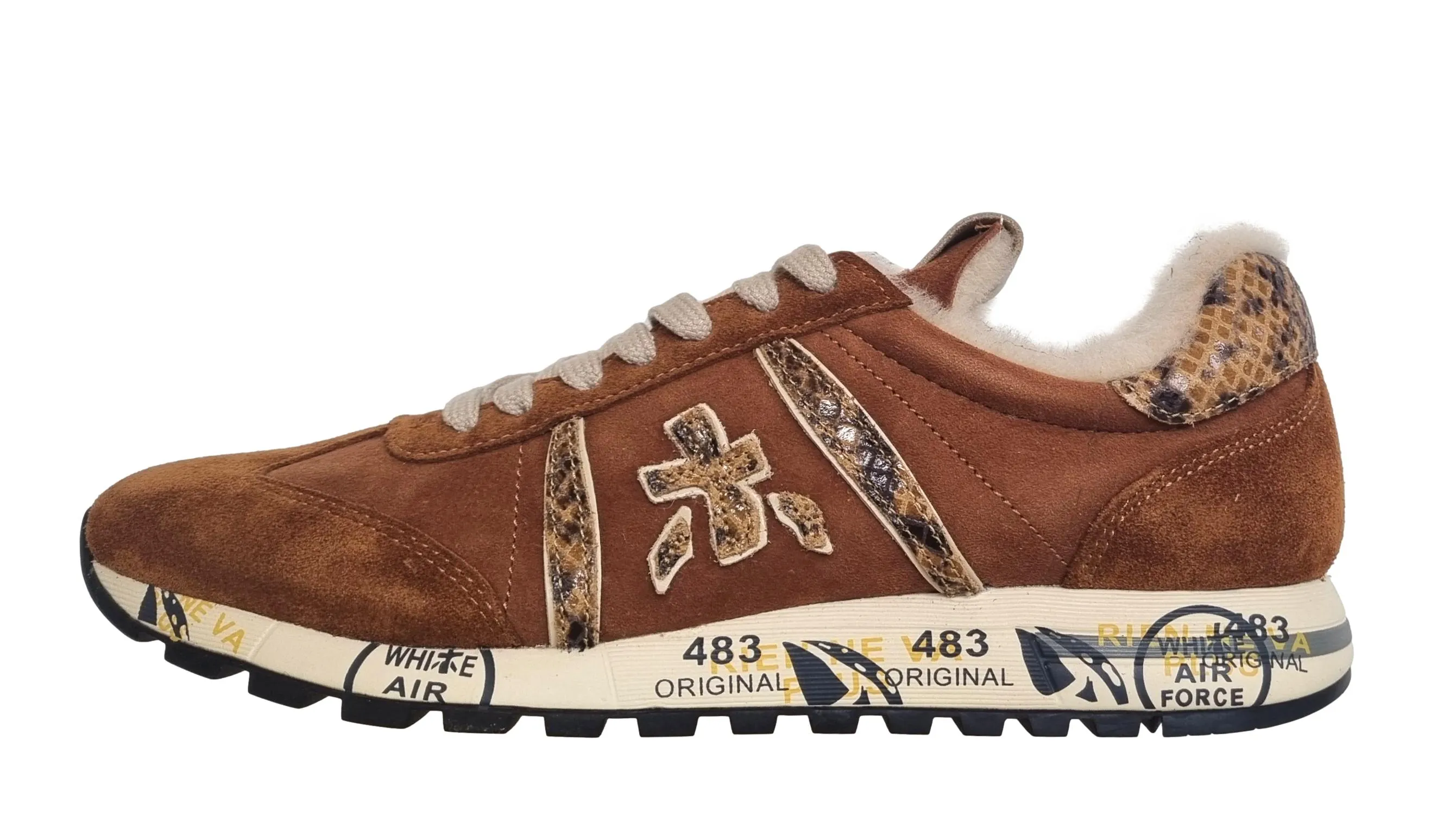 Zapatos deportivos PREMIATA de mujer en piel y nailon LUCYD_6011 coñac