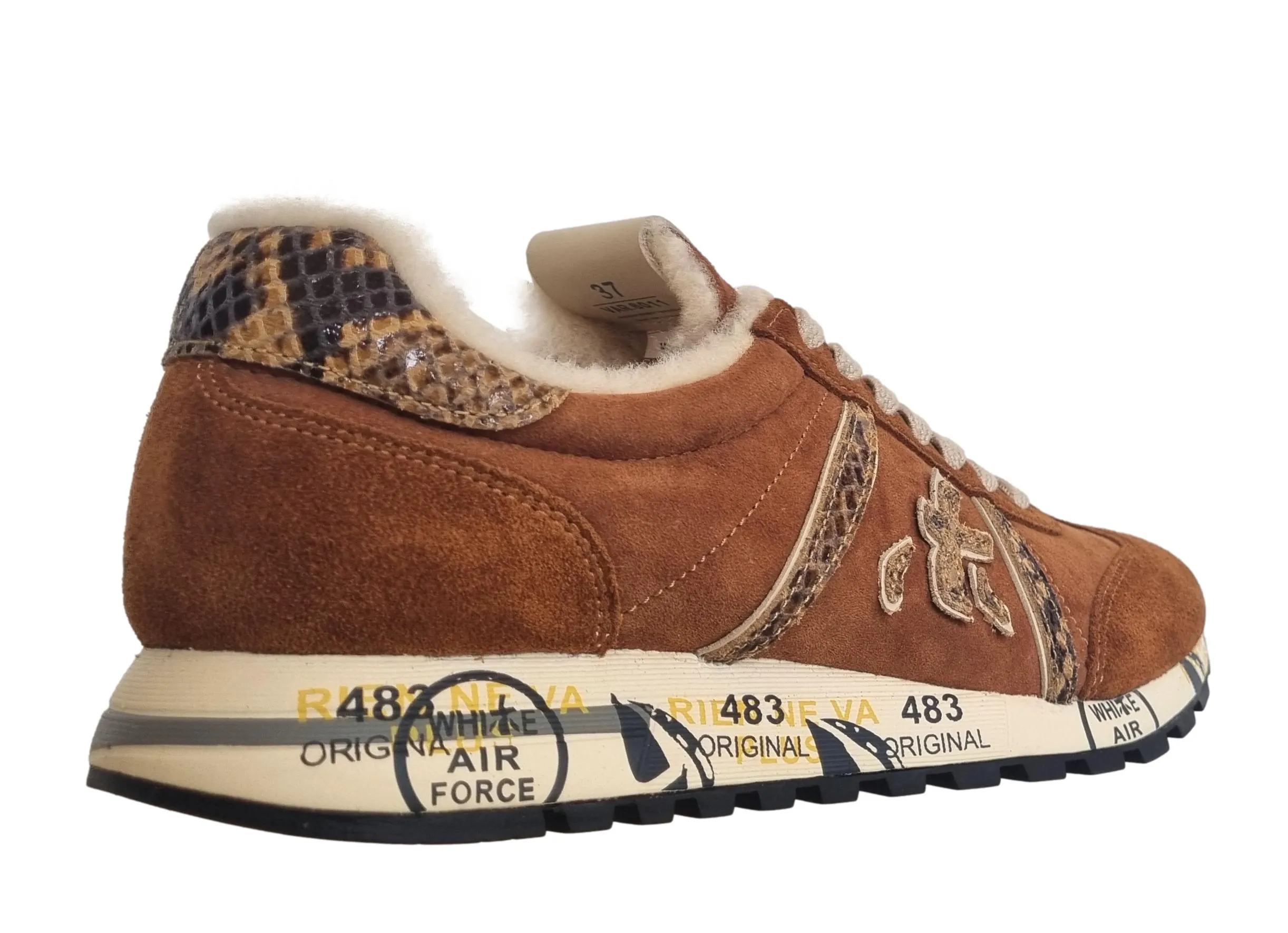 Zapatos deportivos PREMIATA de mujer en piel y nailon LUCYD_6011 coñac