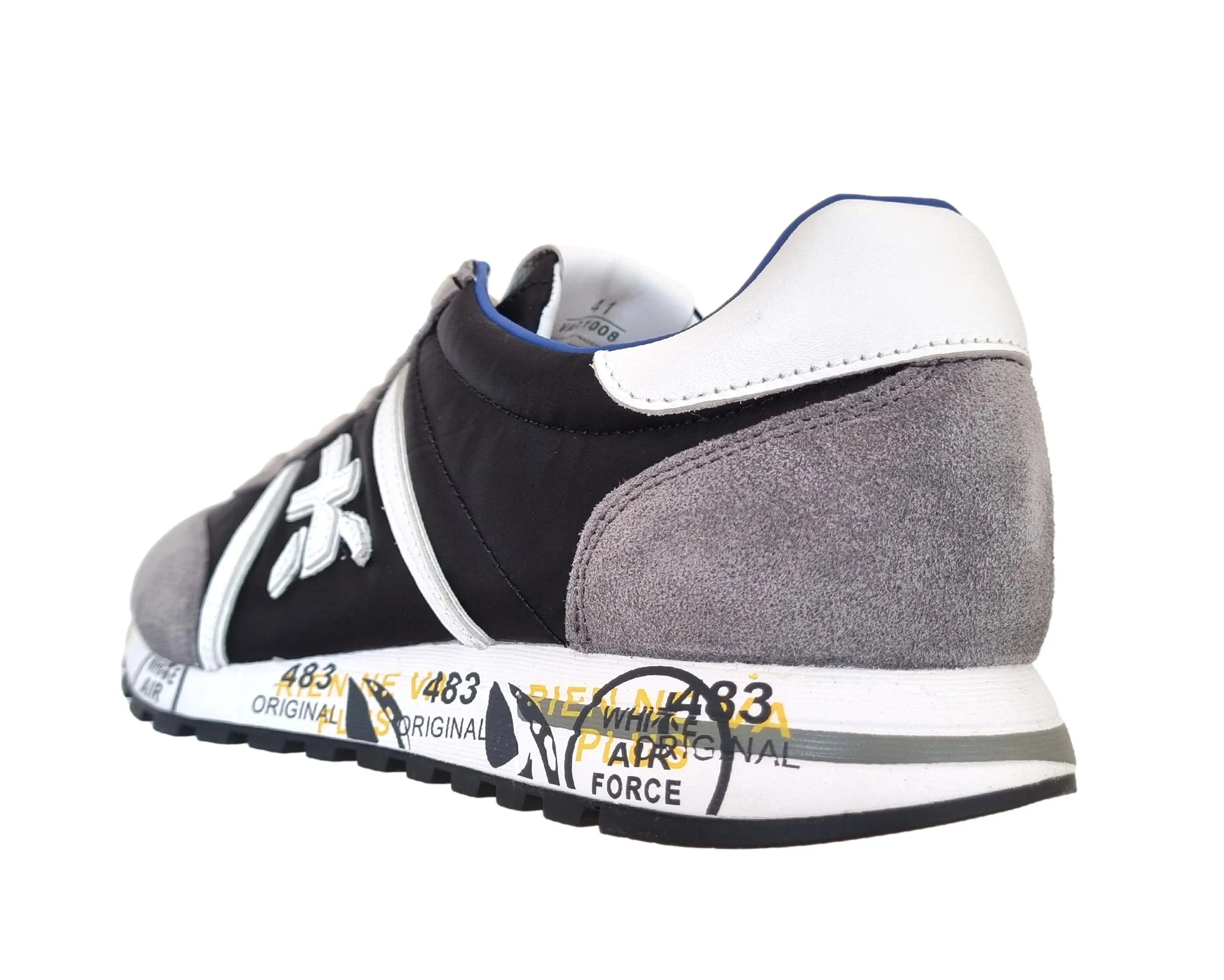 Zapatos deportivos Premiata para hombre en piel y tejido Lucy_1008 gris azul