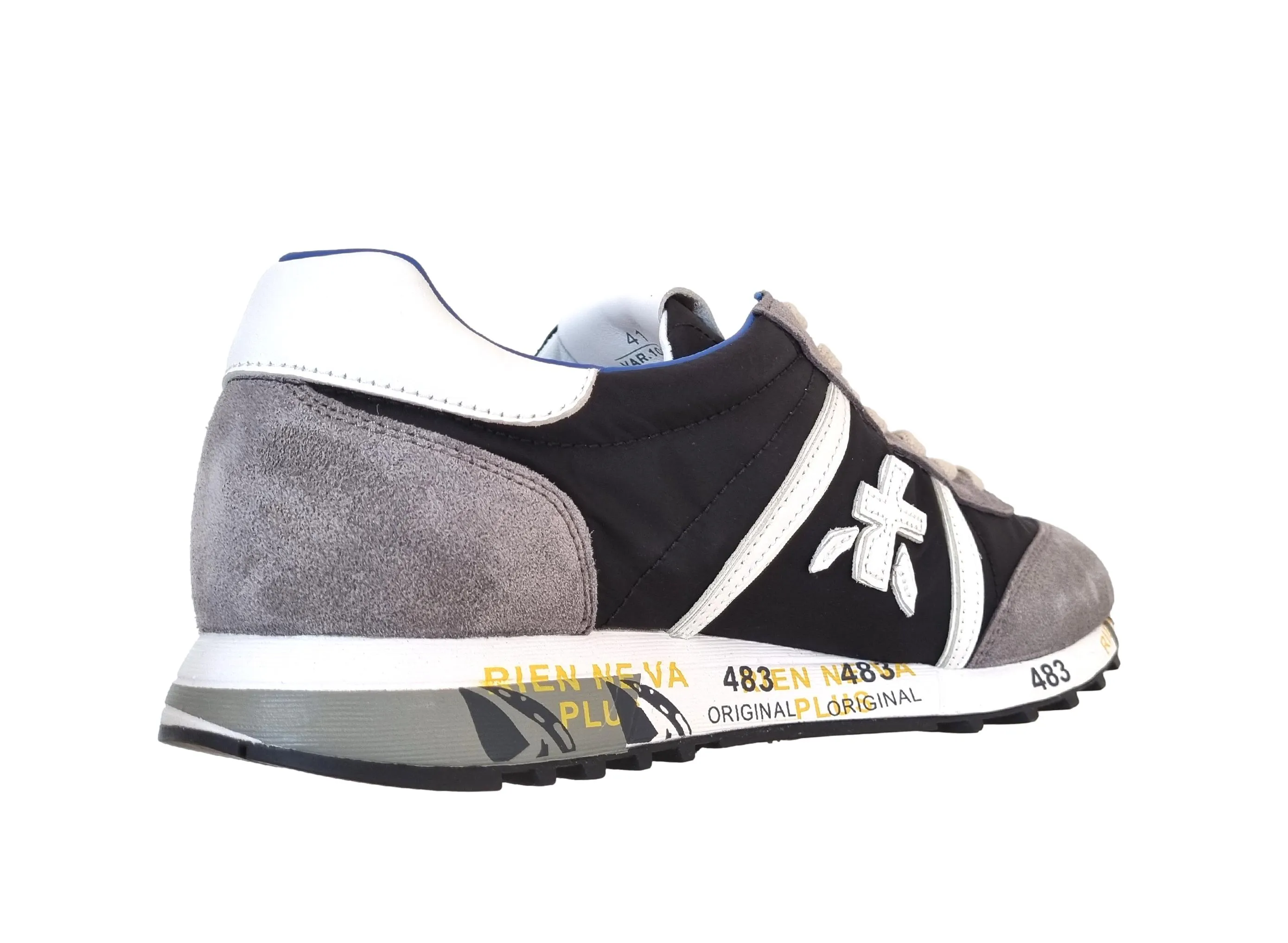 Zapatos deportivos Premiata para hombre en piel y tejido Lucy_1008 gris azul