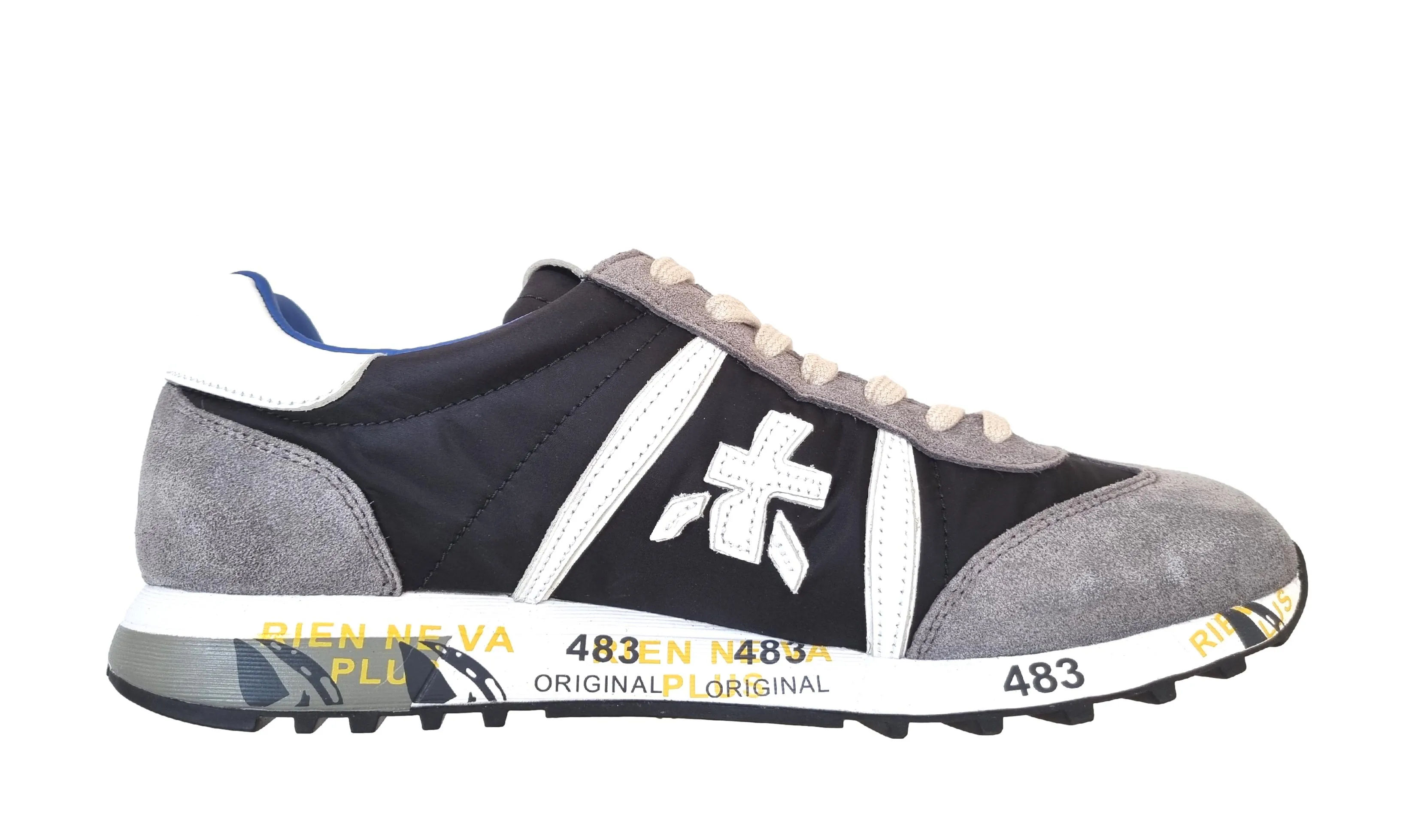 Zapatos deportivos Premiata para hombre en piel y tejido Lucy_1008 gris azul