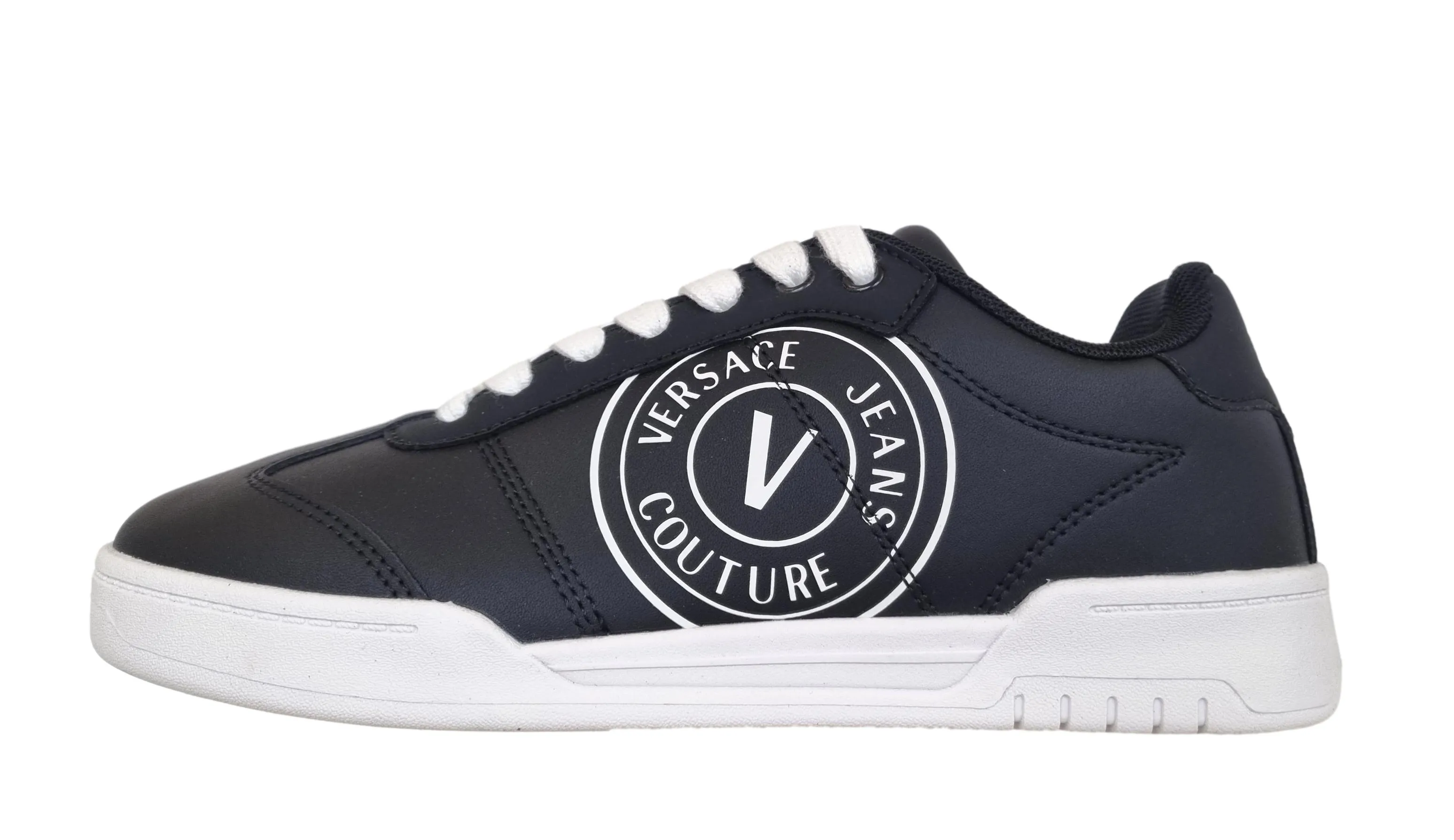 Zapatos deportivos Versace couture de piel para hombre 74YA3SD1 Brooklyn negro