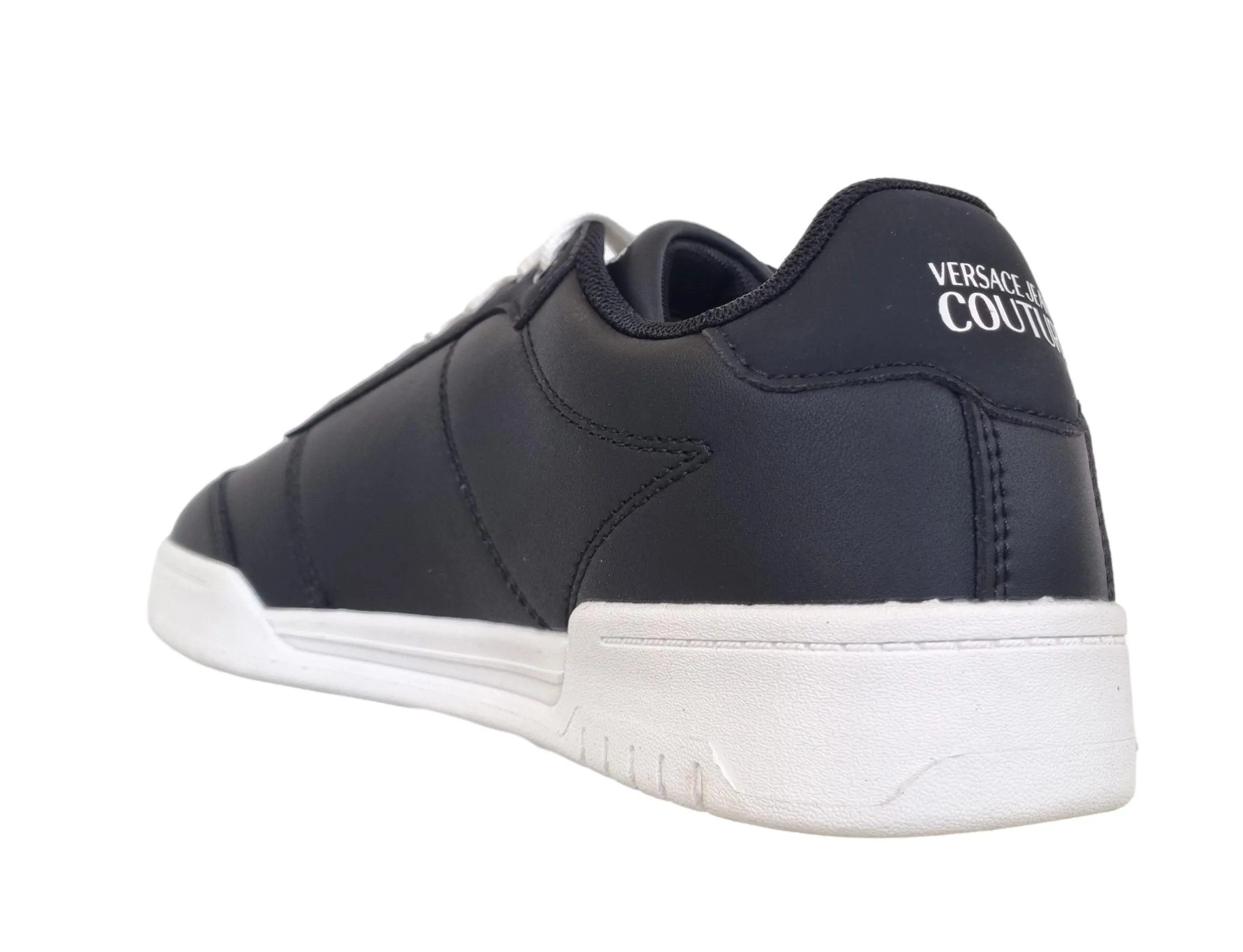Zapatos deportivos Versace couture de piel para hombre 74YA3SD1 Brooklyn negro