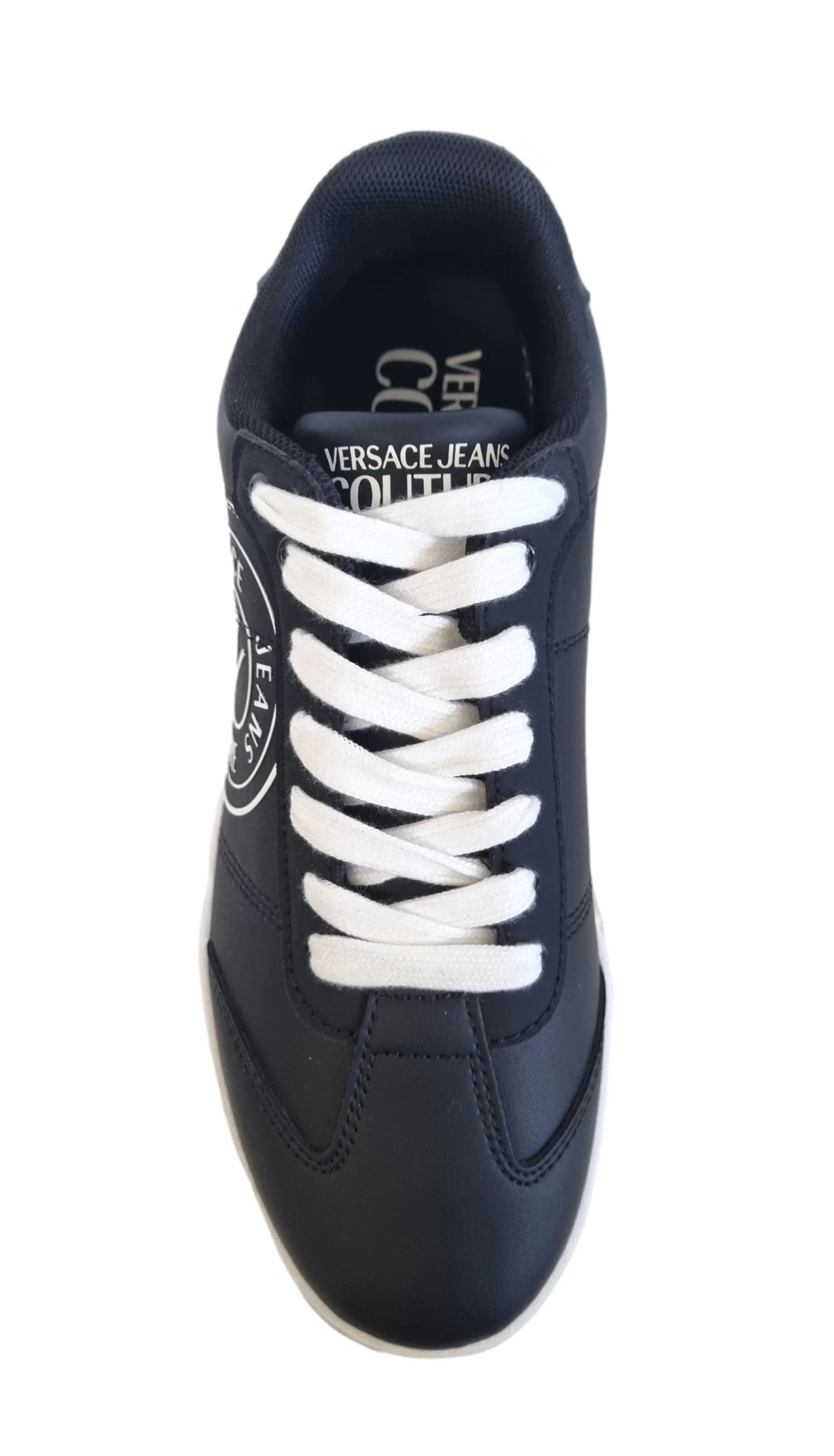 Zapatos deportivos Versace couture de piel para hombre 74YA3SD1 Brooklyn negro