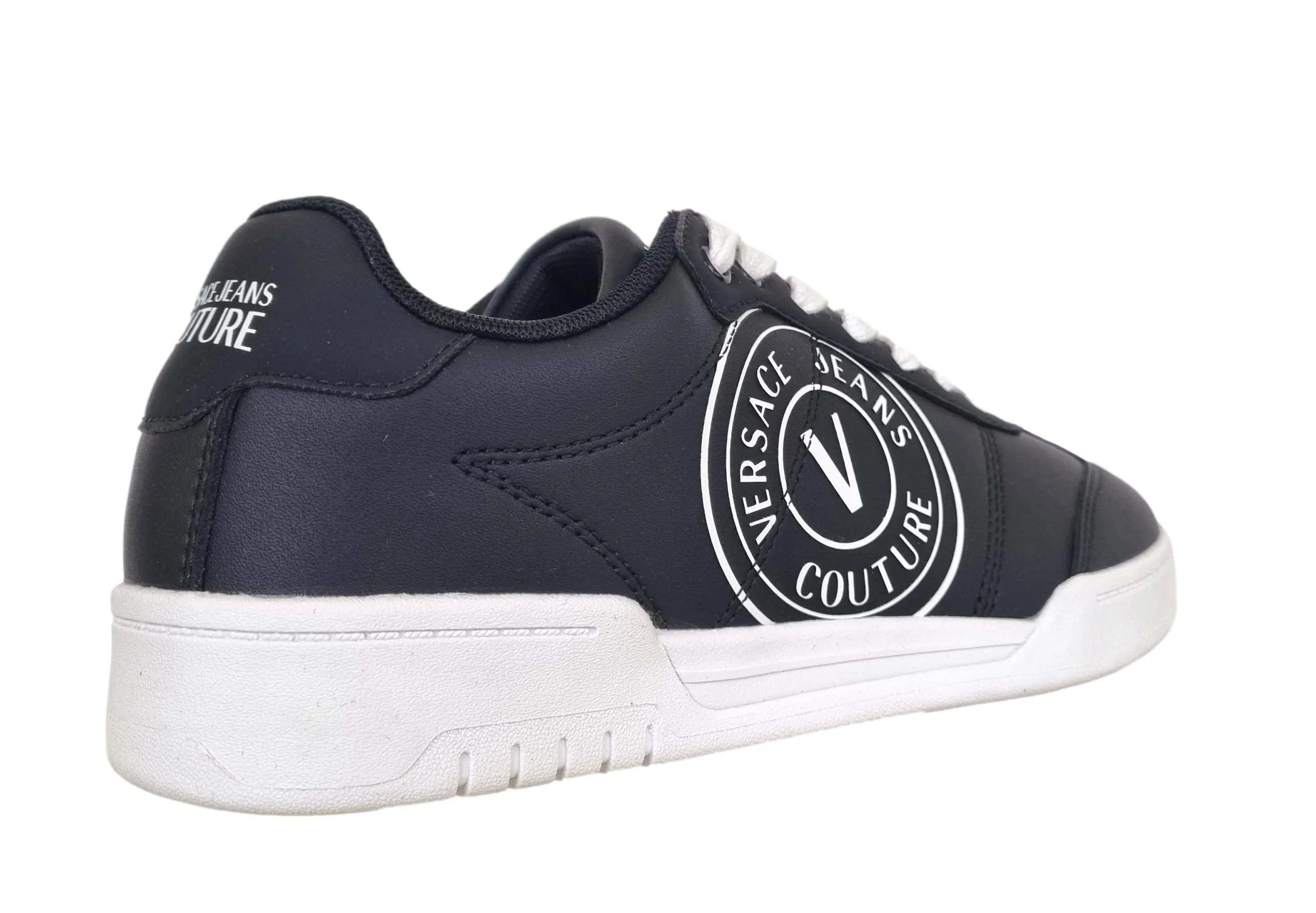 Zapatos deportivos Versace couture de piel para hombre 74YA3SD1 Brooklyn negro
