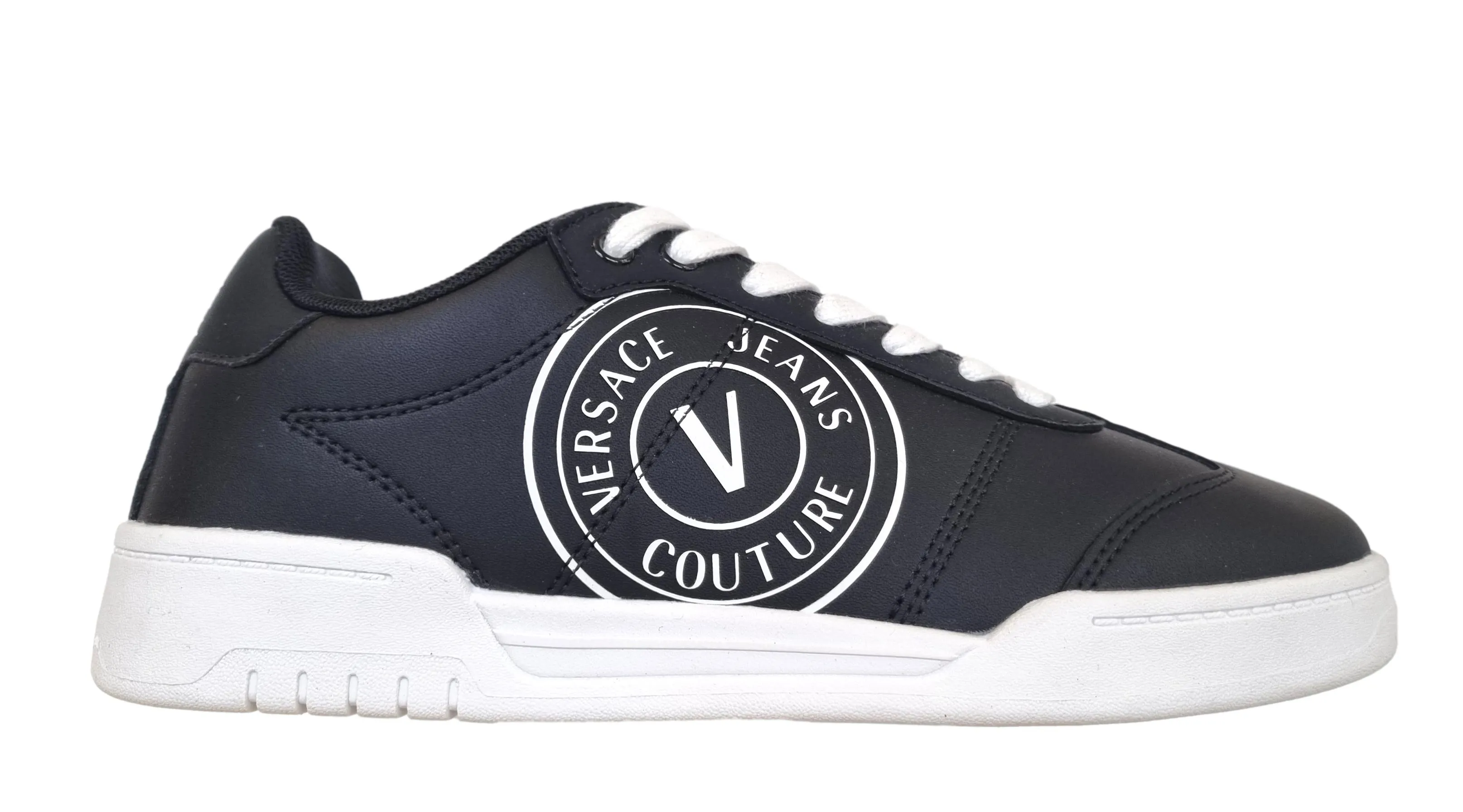 Zapatos deportivos Versace couture de piel para hombre 74YA3SD1 Brooklyn negro