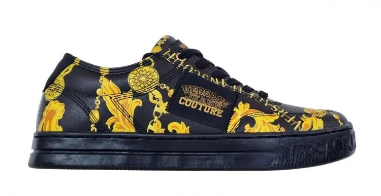 Zapatos deportivos Versace couture de piel para hombre 75YA3SK9 corte negro