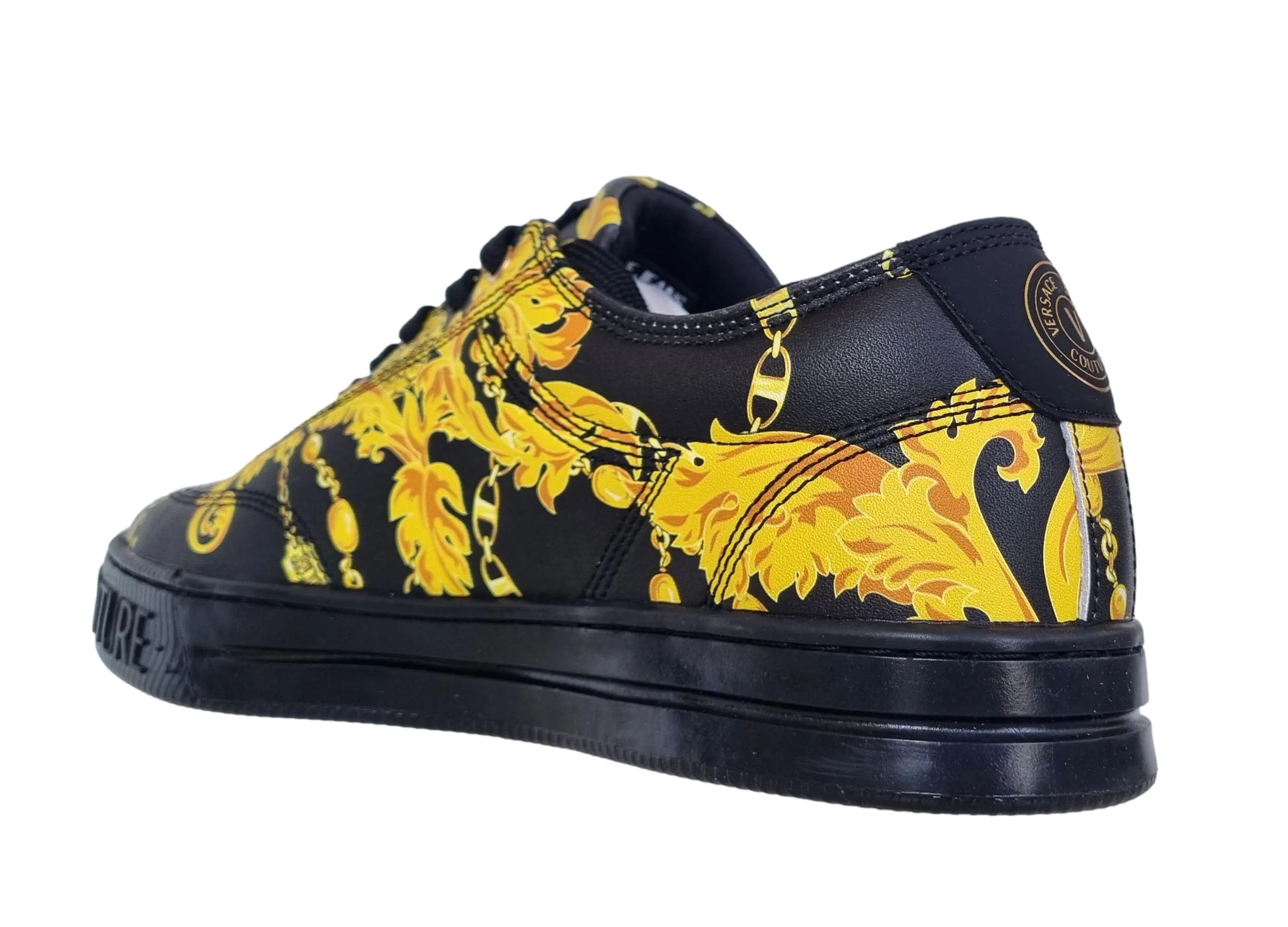 Zapatos deportivos Versace couture de piel para hombre 75YA3SK9 corte negro