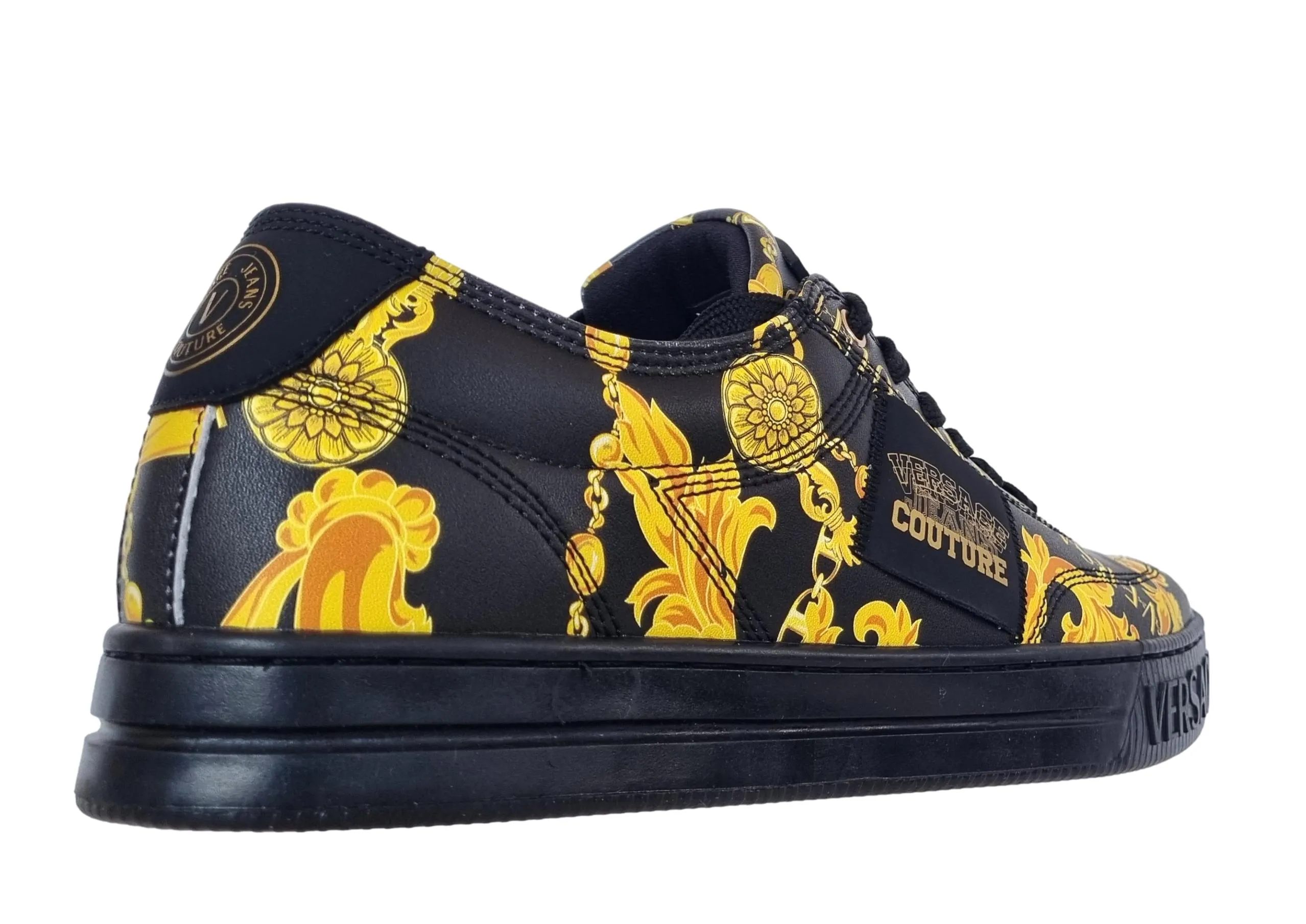 Zapatos deportivos Versace couture de piel para hombre 75YA3SK9 corte negro