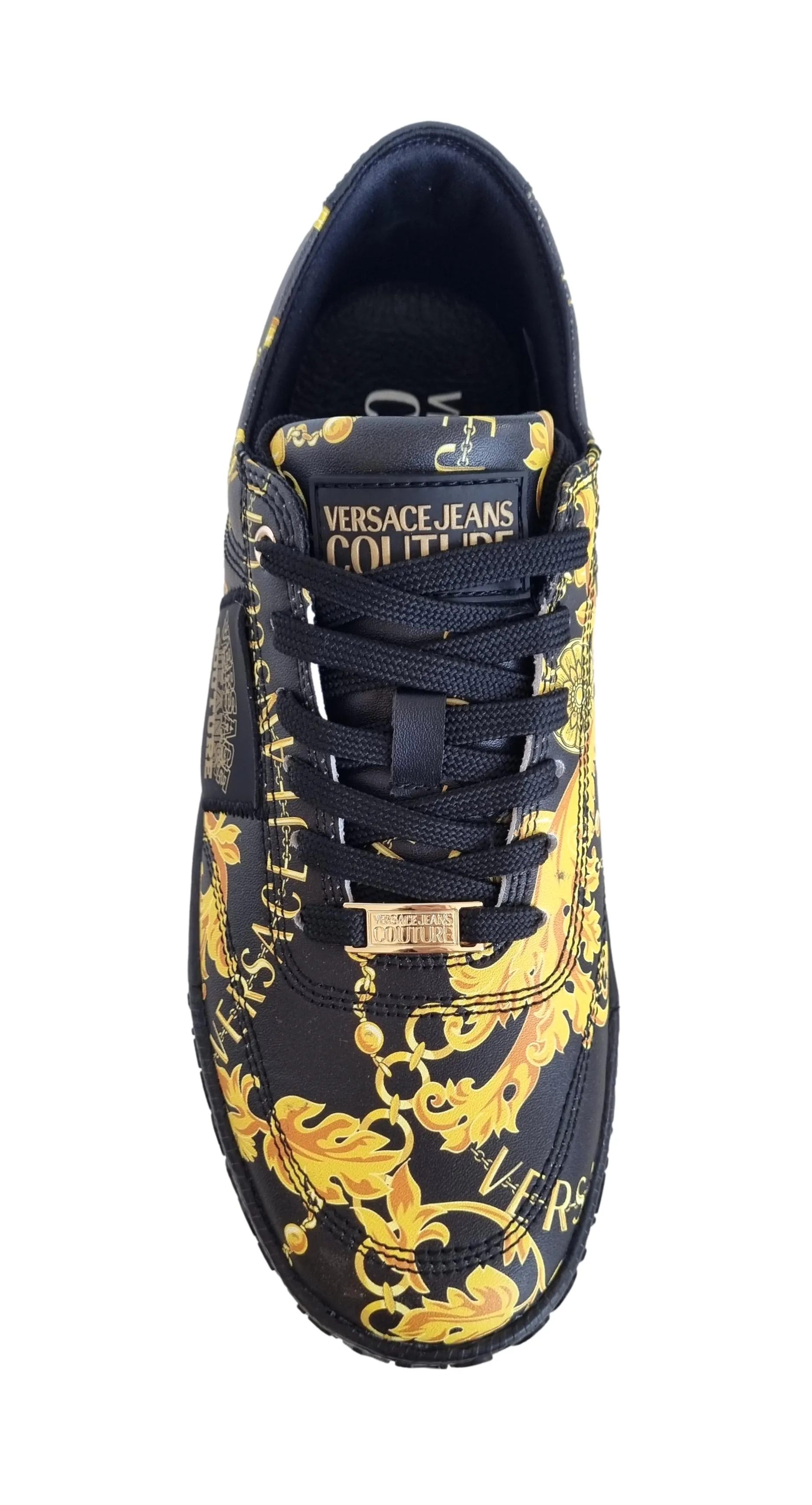 Zapatos deportivos Versace couture de piel para hombre 75YA3SK9 corte negro