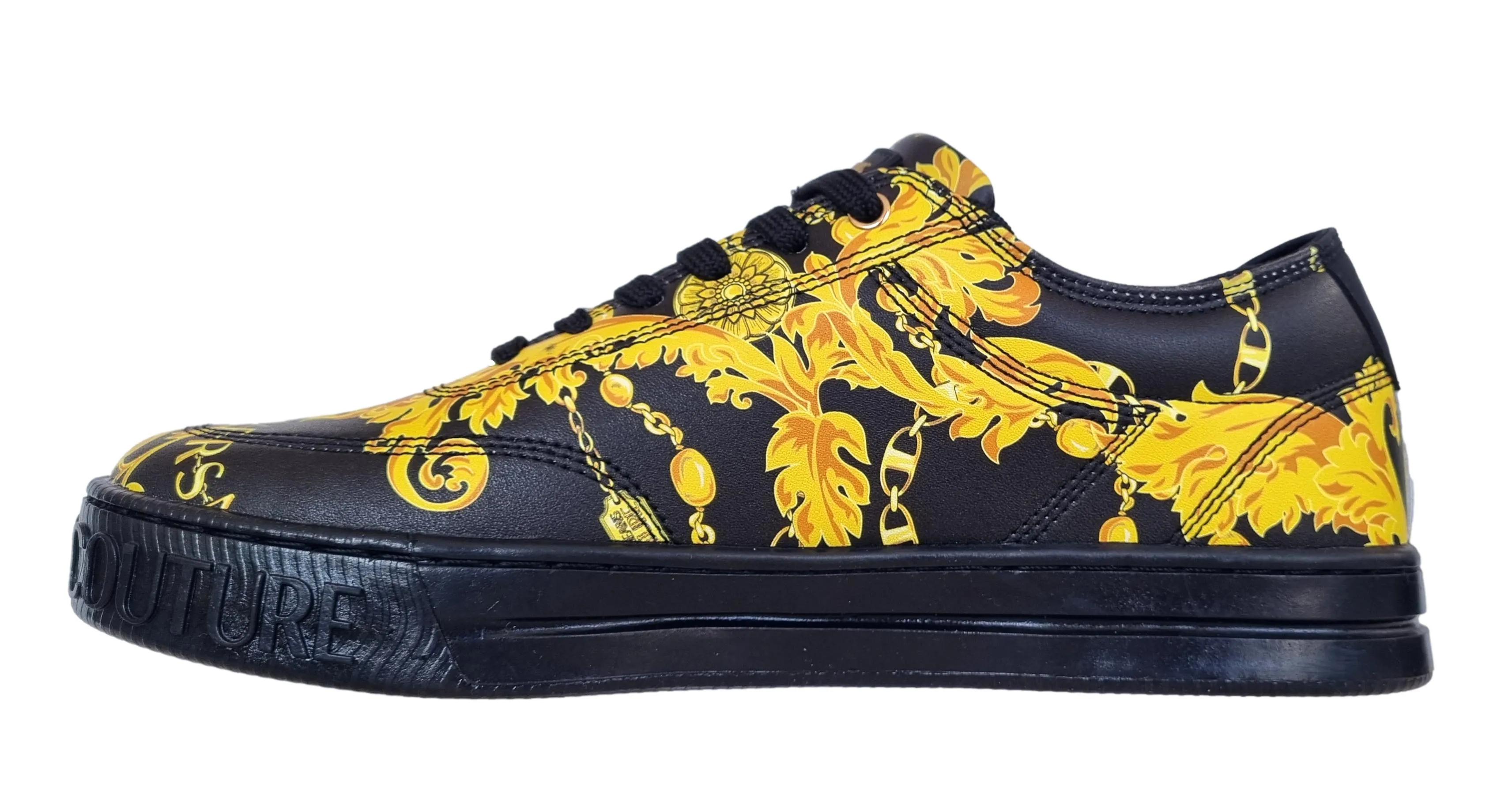 Zapatos deportivos Versace couture de piel para hombre 75YA3SK9 corte negro
