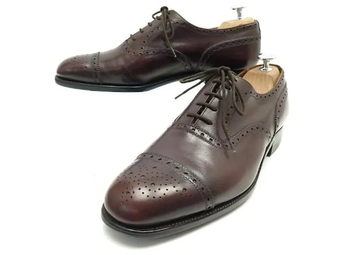 ZAPATOS JM WESTON RICHELIEU 410 punta floreada 7.5D 41.5 zapatos de cuero marrón Castaño 