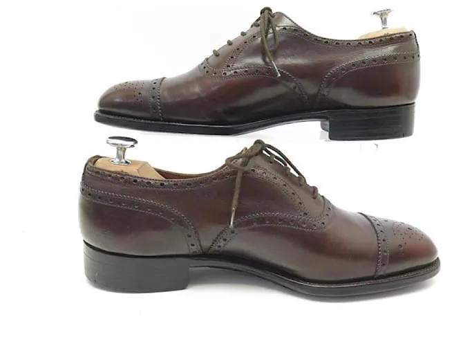 ZAPATOS JM WESTON RICHELIEU 410 punta floreada 7.5D 41.5 zapatos de cuero marrón Castaño 