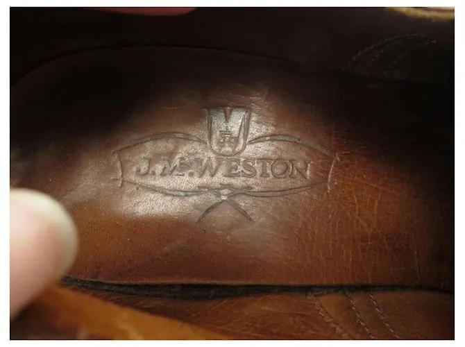 ZAPATOS JM WESTON RICHELIEU 410 punta floreada 7.5D 41.5 zapatos de cuero marrón Castaño 