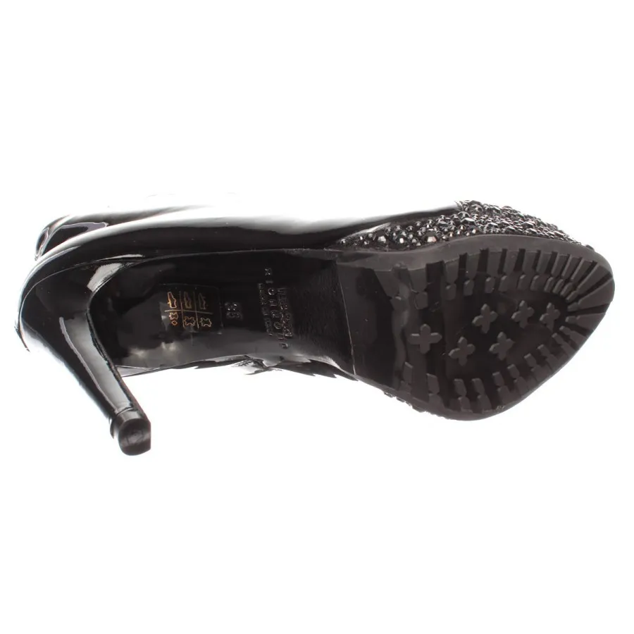 Zapatos Mujeres Botines RICHMOND 1638 Velour Nero Cuero De Patente Negro Studs