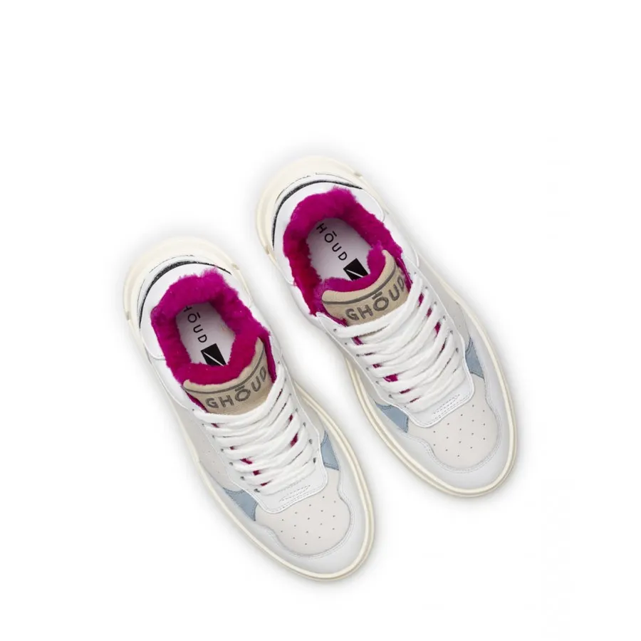 Zapatos Mujeres Sneakers GHOUD TWLW CX17 Wht Fucsia Cuero Blanco