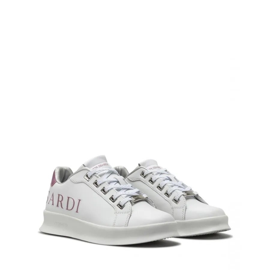 Zapatos Mujeres Sneakers TRUSSARDI Leilani White Pink Cuero Blanco