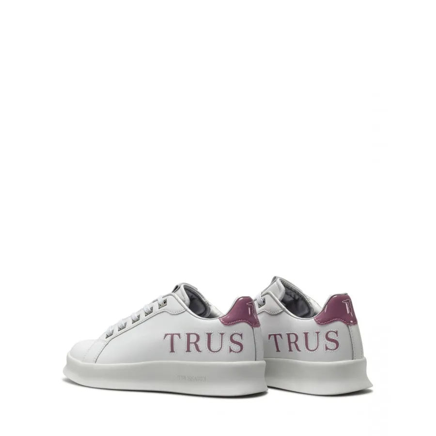 Zapatos Mujeres Sneakers TRUSSARDI Leilani White Pink Cuero Blanco