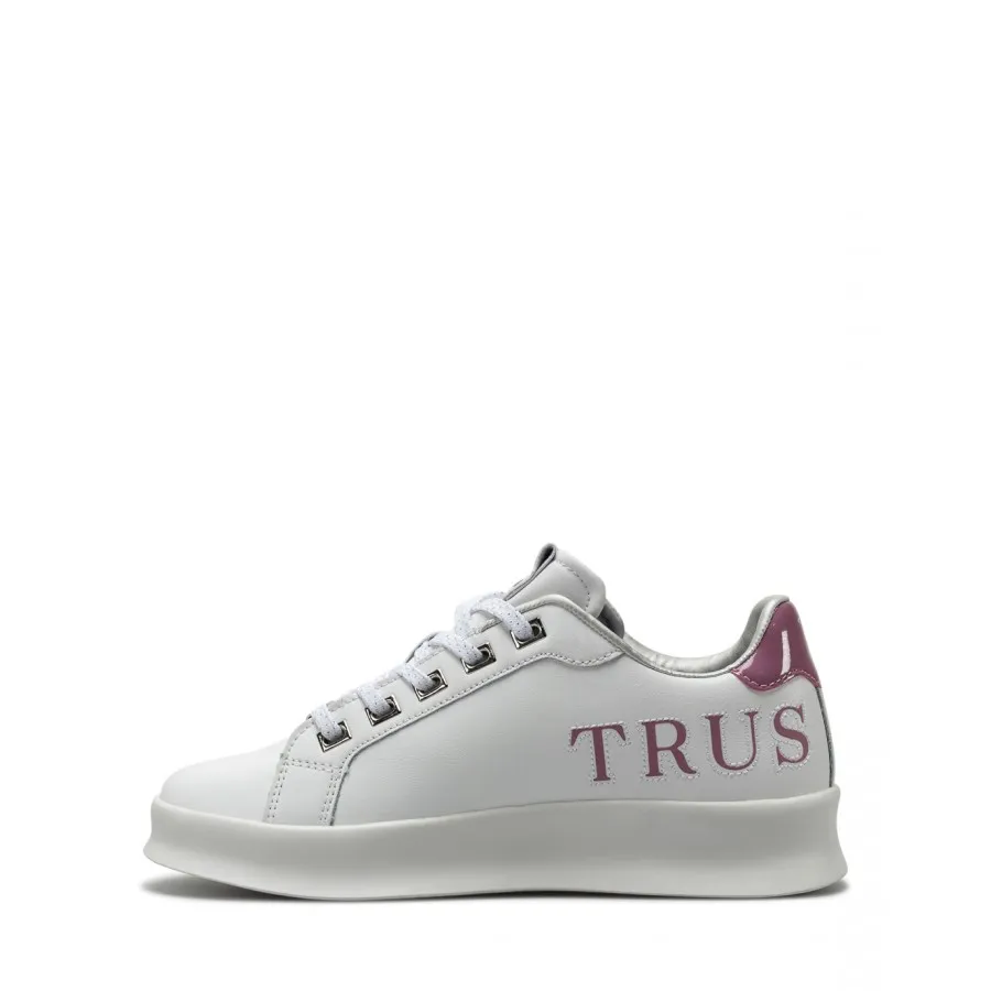 Zapatos Mujeres Sneakers TRUSSARDI Leilani White Pink Cuero Blanco