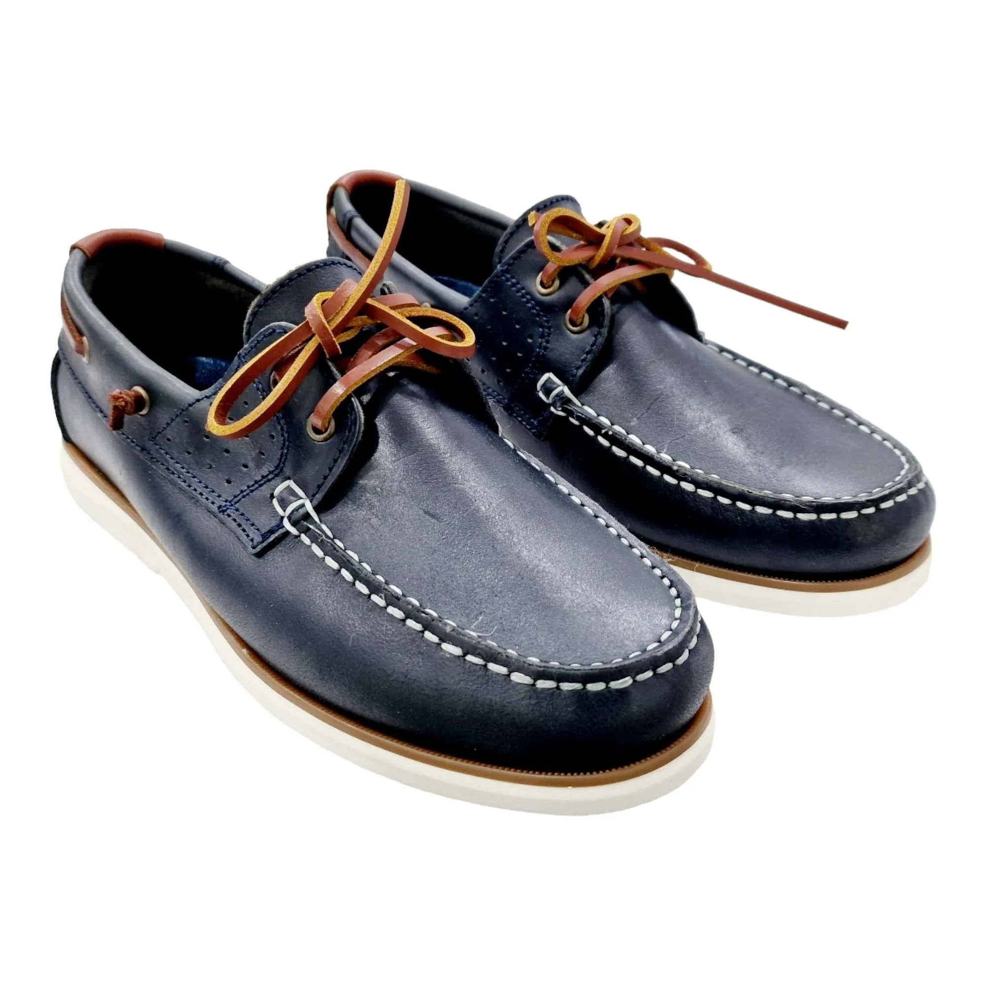 ZAPATOS NAUTICOS HOMBRE CLÁSICO PIEL PULL MARINO