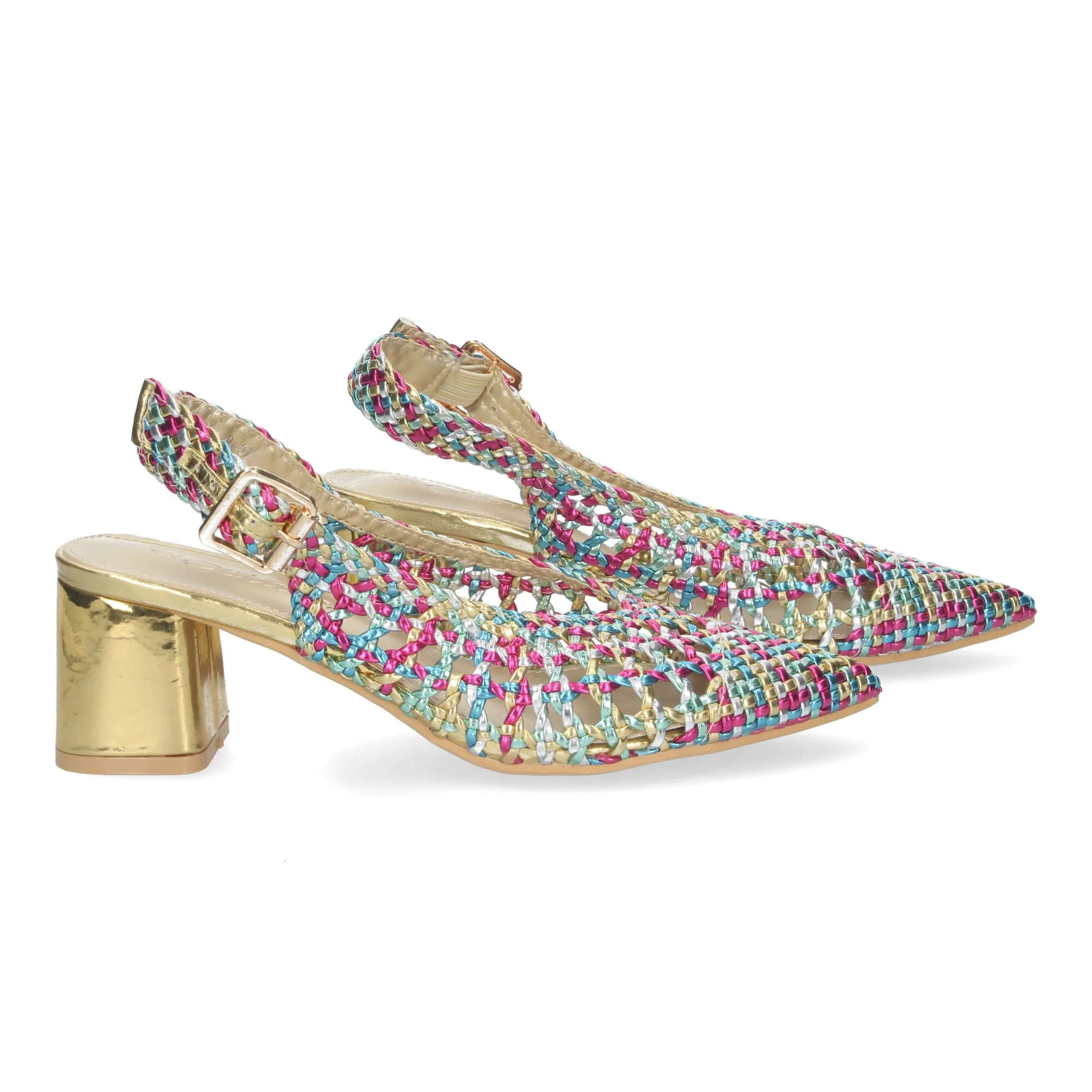 ZAPATOS TACóN ESTILO SALóN ENTRELAZADO MULTICOLOR MUJER GZ3Q1