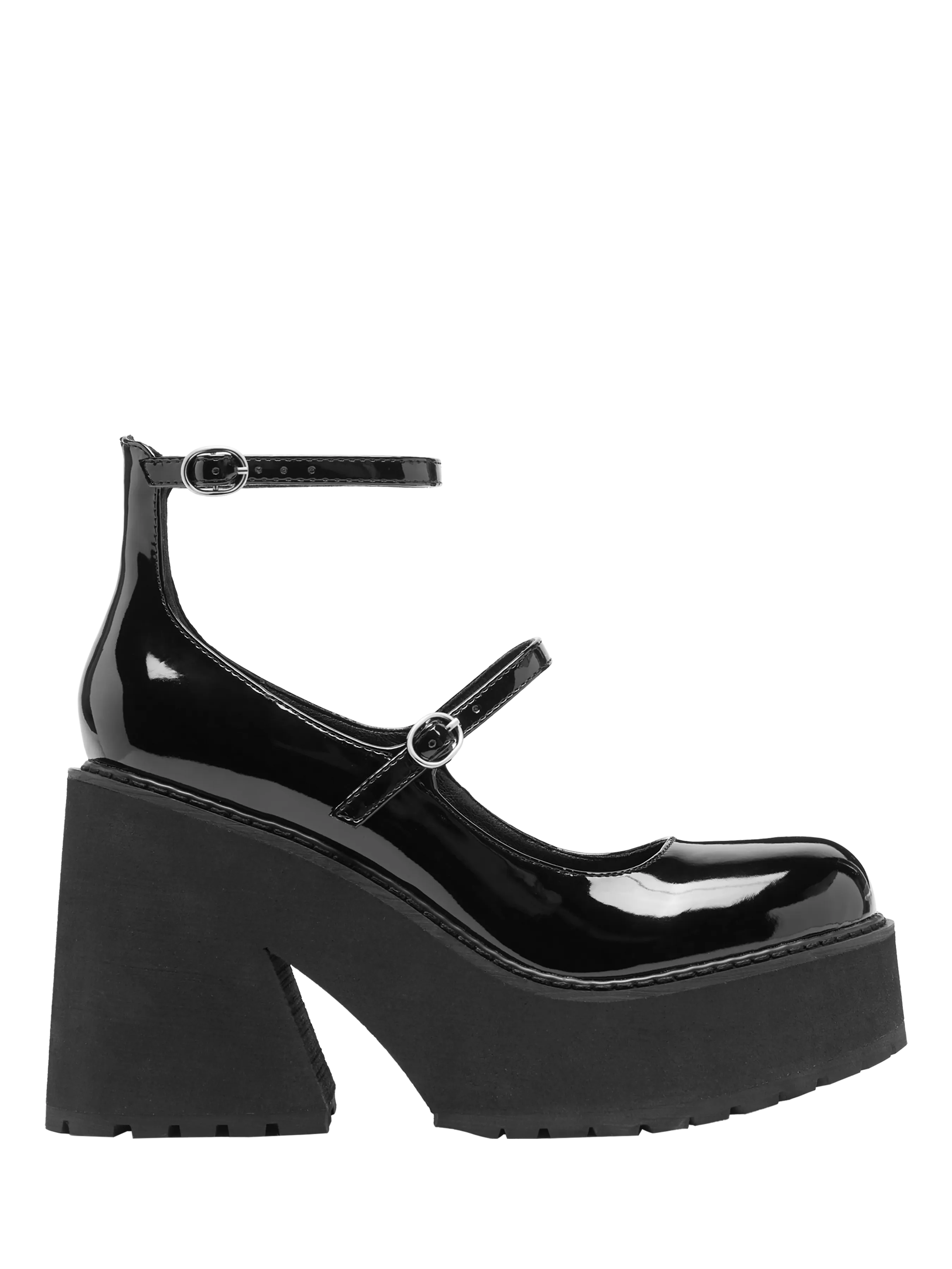  Zapatos tipo merceditas con doble correa y tacón grueso